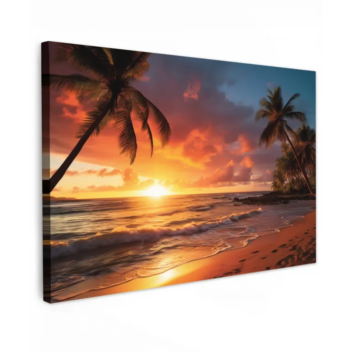 Avondrood aan Zee Tuinposter op houten frame 2 cm dik klein -3d