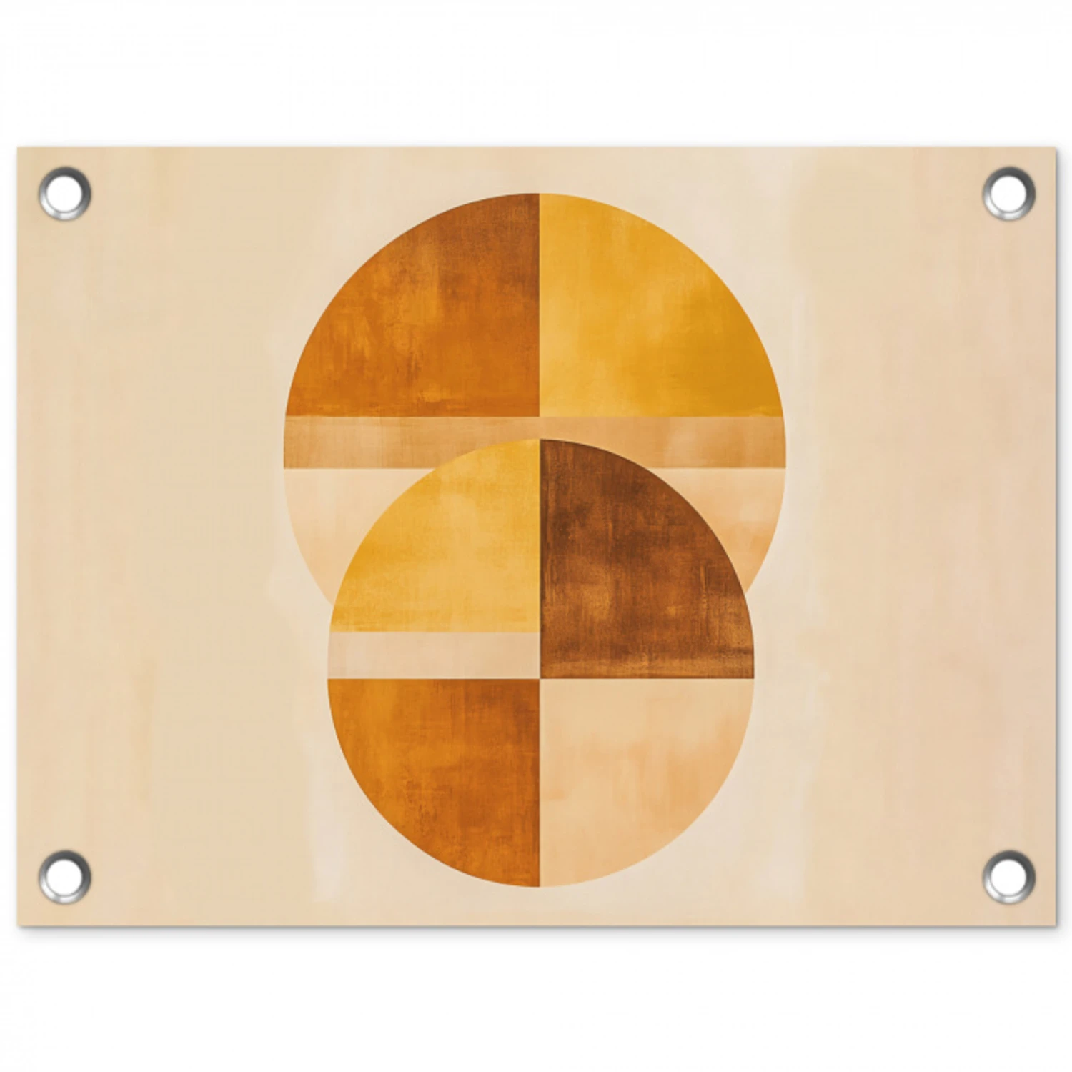 Cirkels - Geel - Minimalistisch tuinposter los doek klein -3d