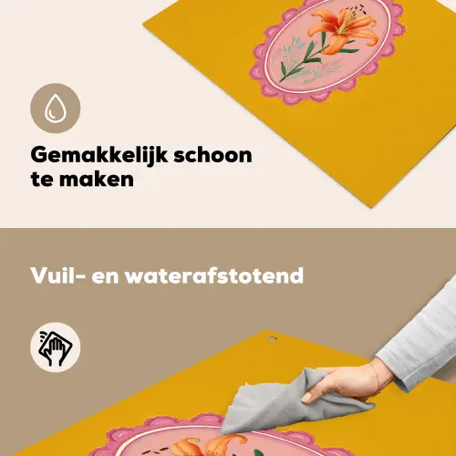 Lelie - Oranje - Lijst - Ovaal Inductie beschemer met haakjes klein -ky-schoon-nl