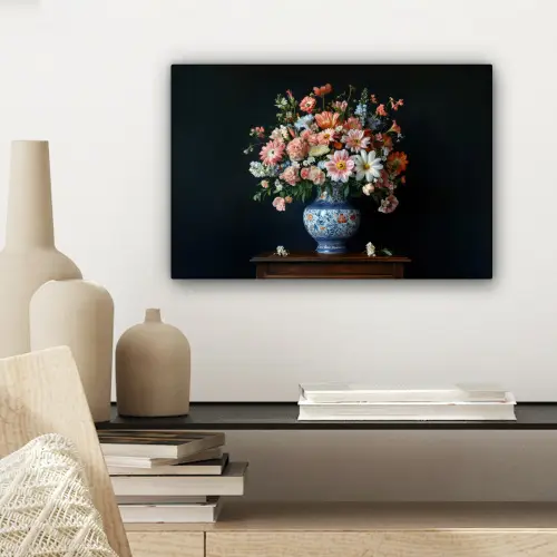 Hout - Vaas - Kleuren - Bloemen canvas 2cm klein -sfeer6