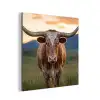 Longhorn - Landschap - Zonsondergang aluminium wit klein -3d