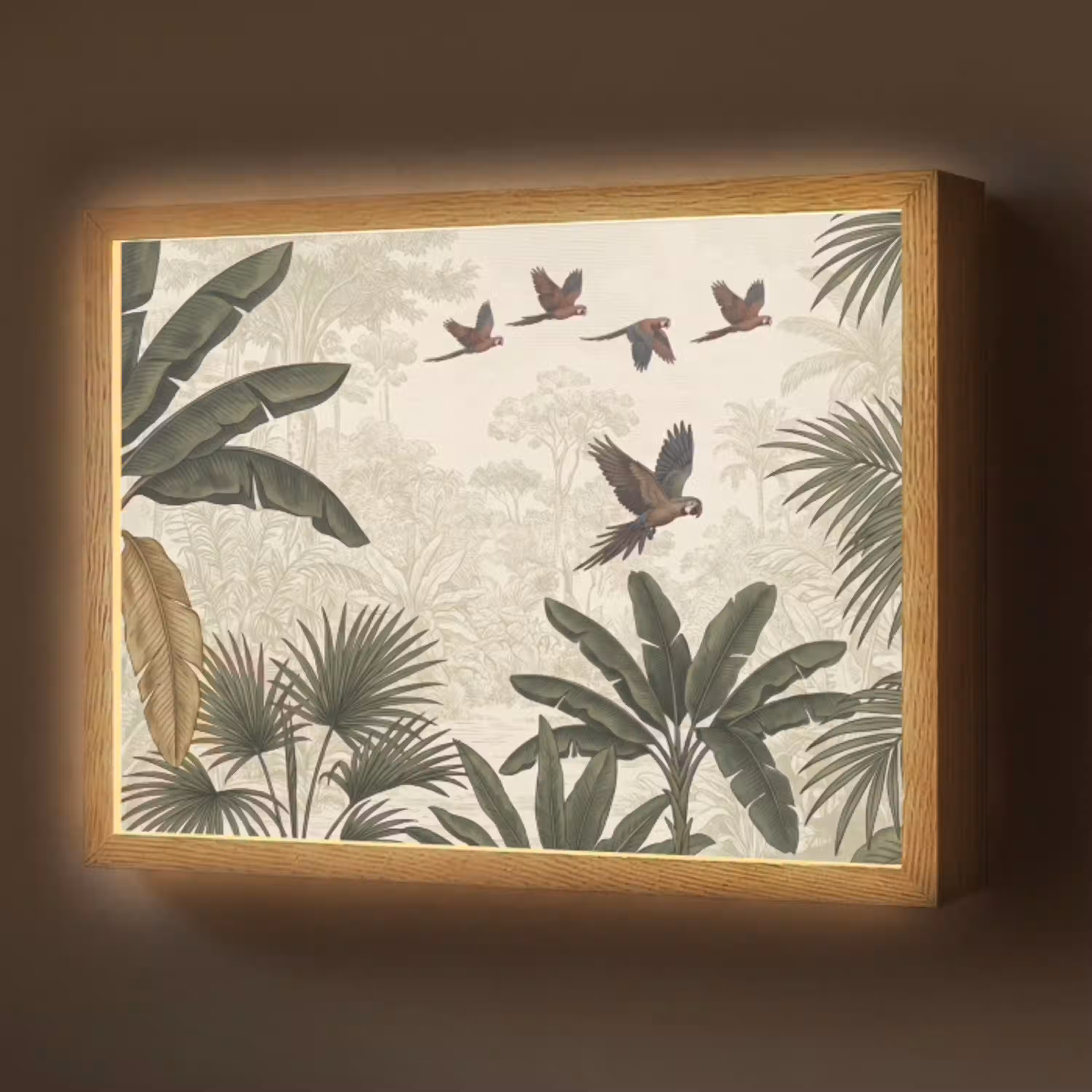 Papagaaien - Jungle - Tropisch - Green Light Box met batterij (Wandlamp) middel -z3d_website