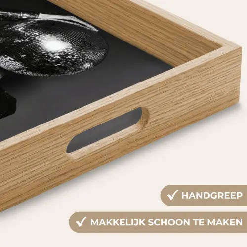 Discobal - Gezicht - Glamour - Zwart Dienblad Rechthoek middel -USP_HandgreepNL