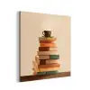 Boeken - Toren - Koffie - Beige aluminium wit klein -3d