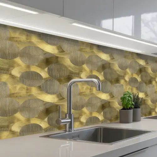 Modern - Geometrisch - Goud keuken achterwand 2 middel 871 -3d_schuin