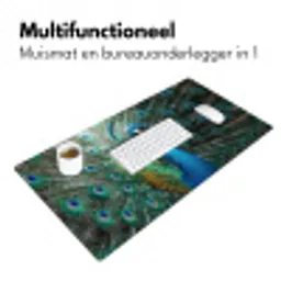Pauw - Veren - Blauw Muismat XXL klein -sfeer4