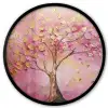 Boom - Roze - Goud - Modern Fotolijst rond zonder passe partout klein -3d