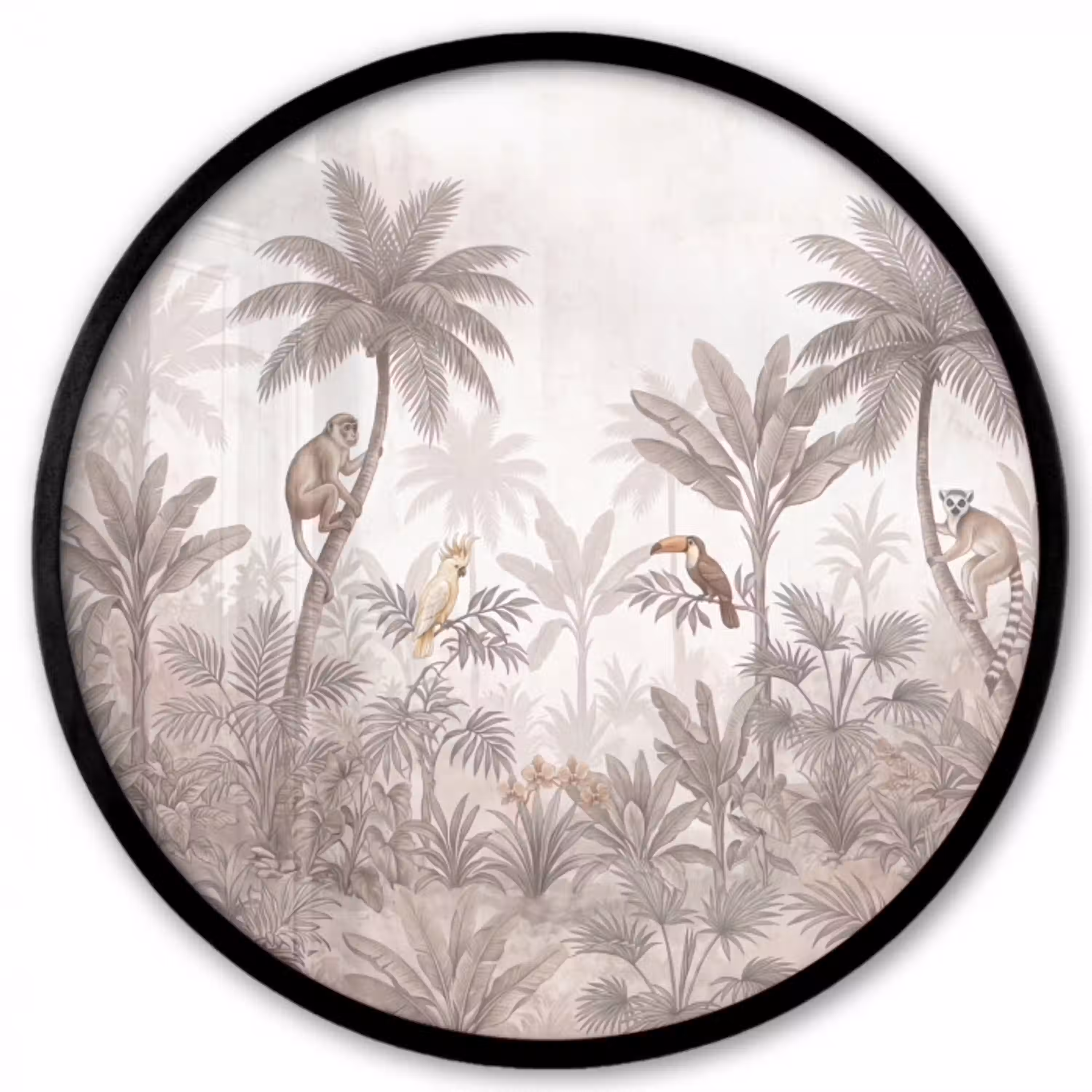 Jungle - Dieren - Palmbomen Fotolijst rond zonder passe partout klein -3d