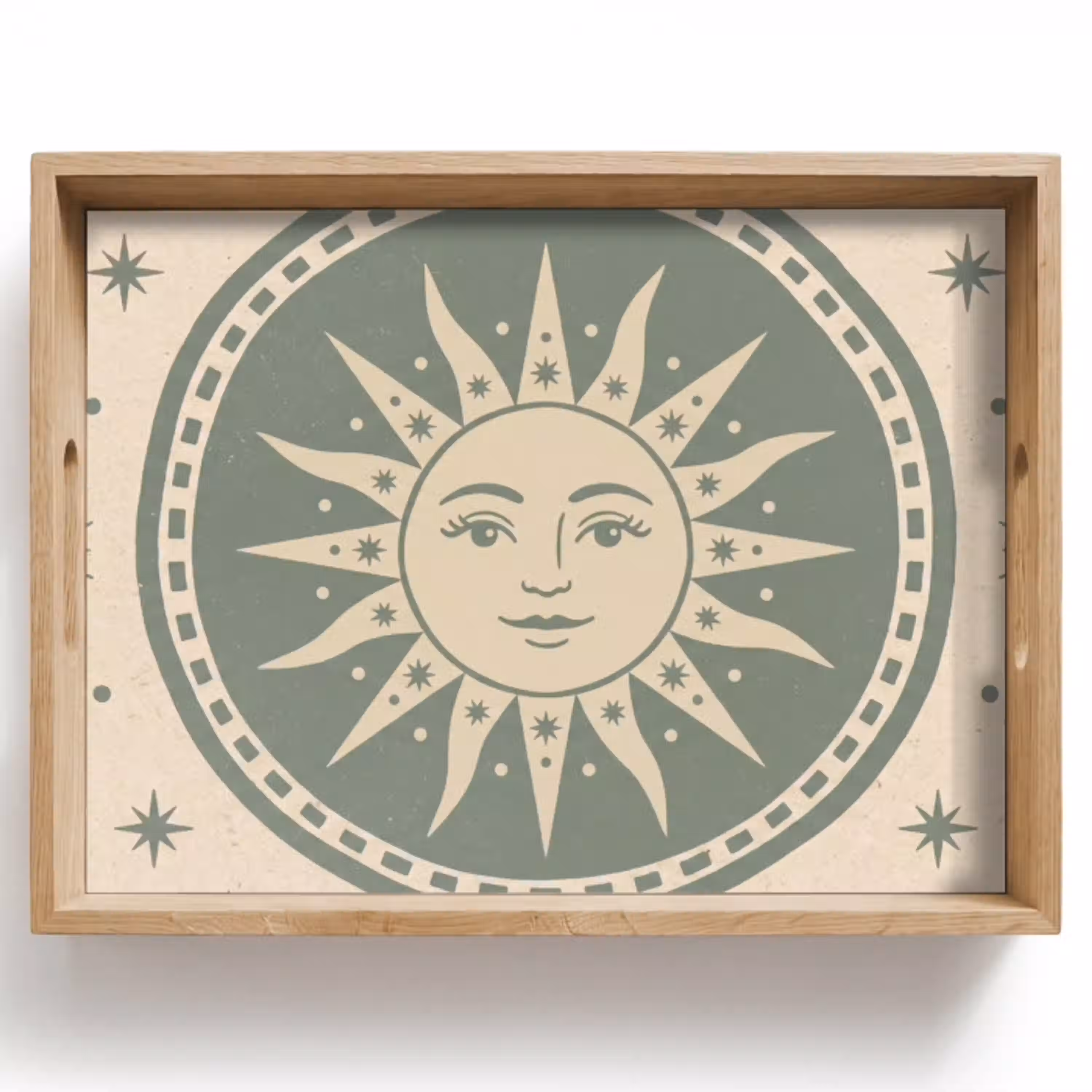Zon - Sterren - Astrologie - Vintage - Groen Dienblad Rechthoek middel -z3d_shopping