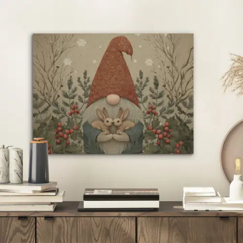 Kerstgnome - Konijntjes - Kleurrijk PET vilt klein -sfeer1