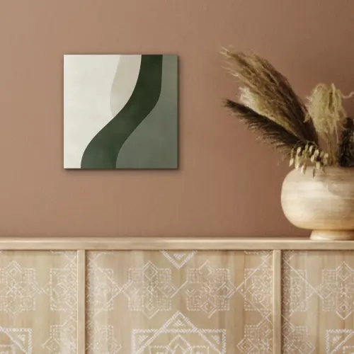 Japandi - Groen - Abstract - Modern aluminium wit klein -sfeer4