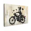 Vintage - Street art - Motor - Jongen - Graffiti - Zwart - Banksy canvas 2cm klein -z3d