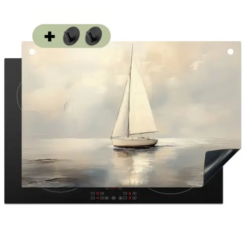 Zeilschip - Zee - Bewolkt Inductie beschemer met haakjes klein -3d