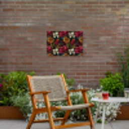 Bloemen - Patroon - Rood - Goud Tuinposter op houten frame 2 cm dik klein 845 -sfeer3