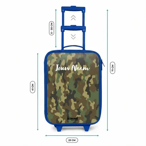 Groene camouflage met zandkleur Kinderkoffer - Blauw klein -productfoto_formaten