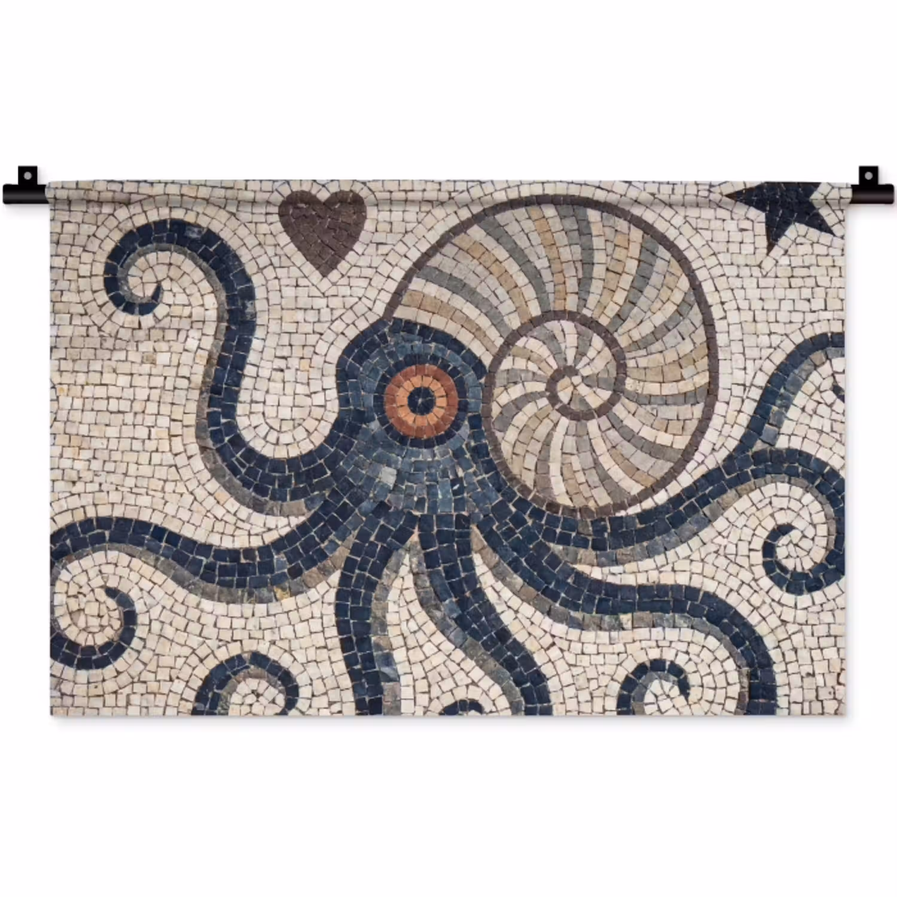 Zeeleven - Mozaïek - Kunst - Vintage - Beige Wandkleed katoen klein -zz3d