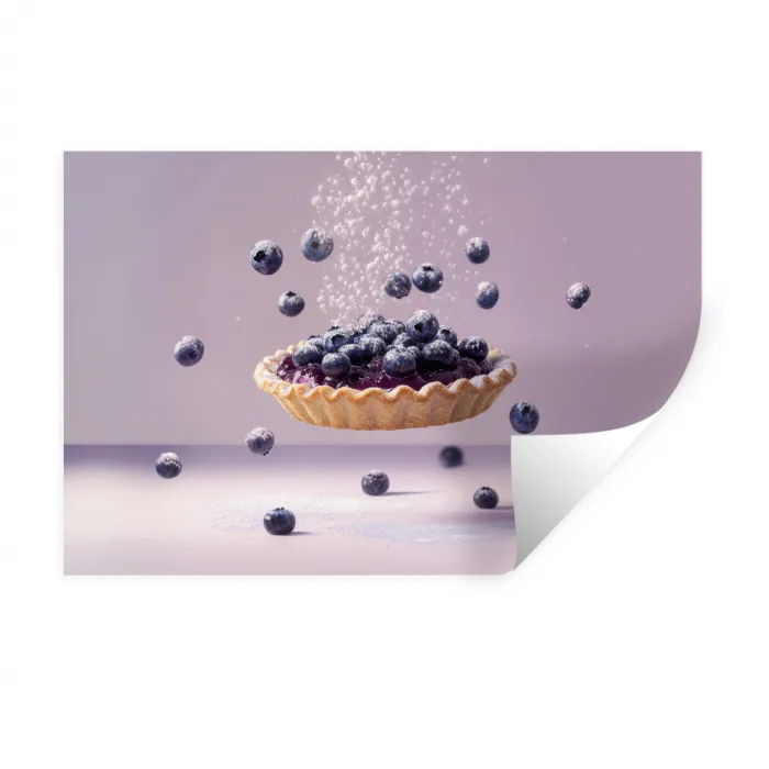 Eten - Taart - Bessen - Blauw Muursticker klein -3d