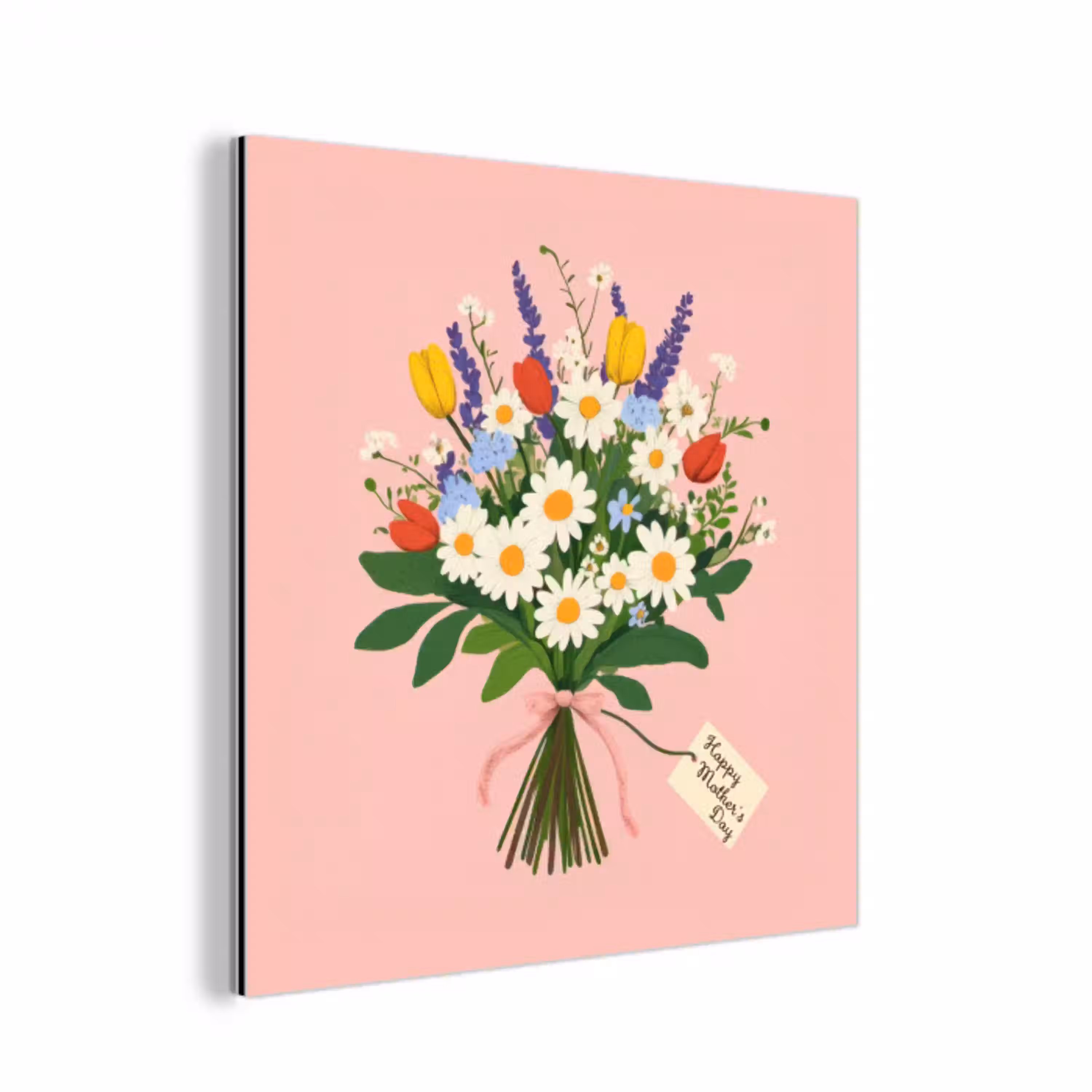 Bloemen - Lint - Kaartje aluminium wit klein -3d