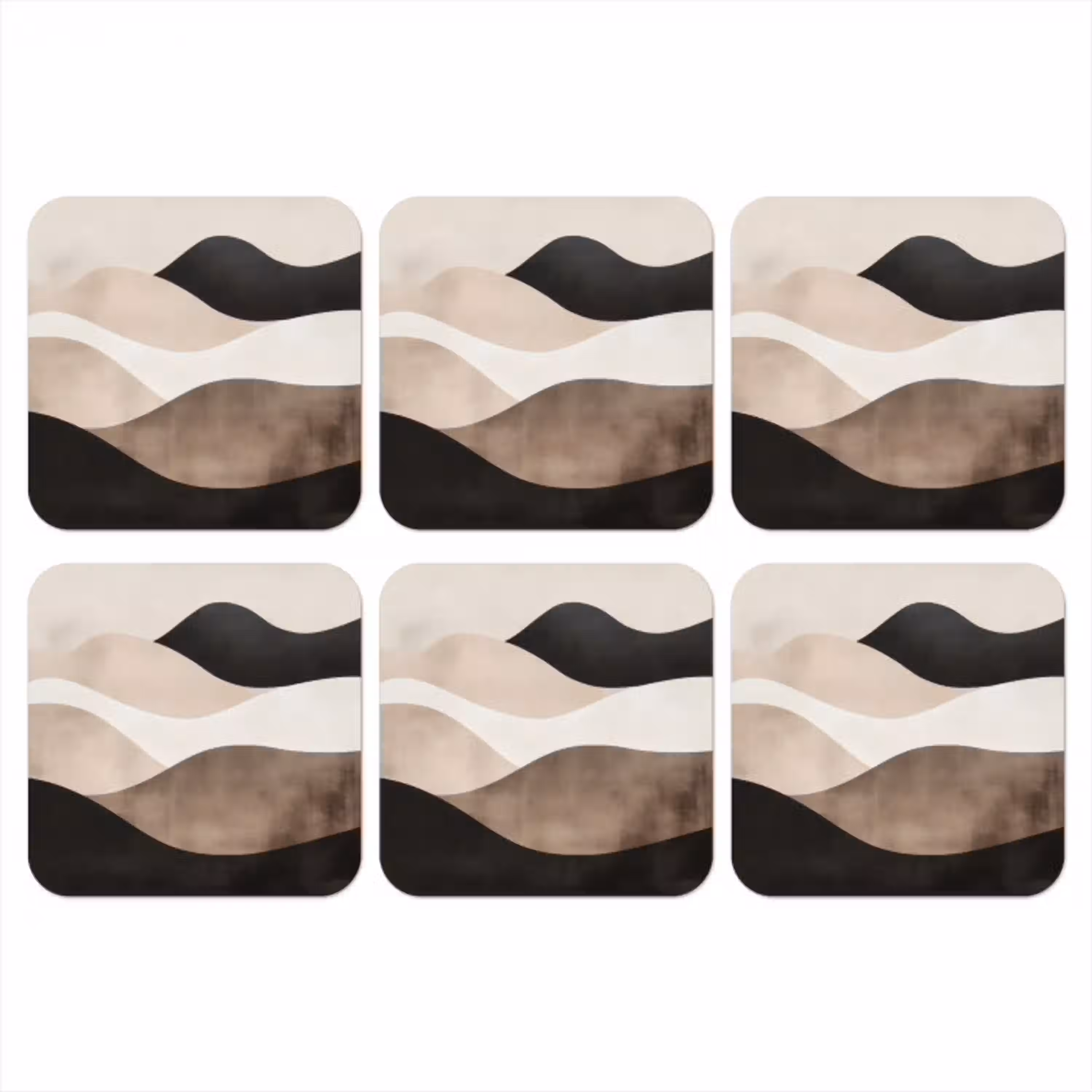Abstract - Landschap - Golven - Crèmekleur onderzetter kurk middel -3d