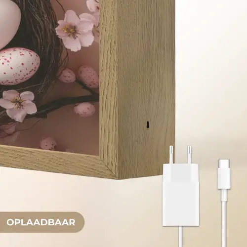 Roze - Bloesems - Eieren Light Box met batterij (Wandlamp) middel -USP_websiteoplaadbaarNL