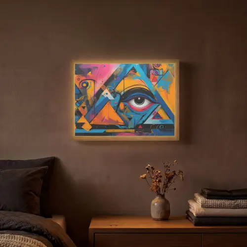Graffiti - Kleuren - Oog - Kunst Light Box met batterij (Wandlamp) middel -sfeer4