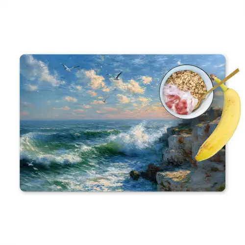 Zee - Golven - Rotsen - Meeuwen Placemat vinyl groot -zzzproduct_Kitchenyeah-website