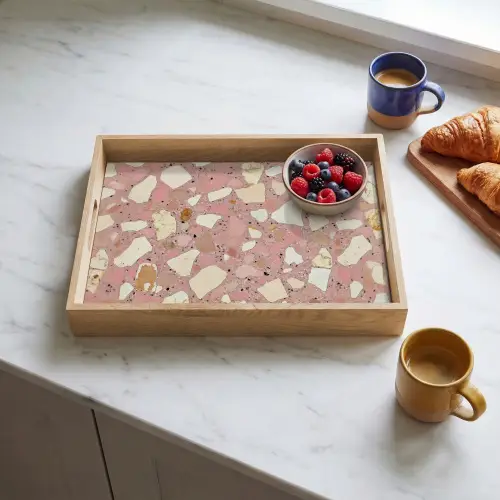 Roze - Decoratie - Stenen - Terrazzo Dienblad Rechthoek middel -sfeer2