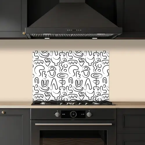 Vormen - Abstract - Zwart - Wit keuken achterwand spatscherm klein 900 -sfeer1