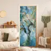 Amandelbloesem boom - Blauw - Abstract deurposter klein -sfeer2
