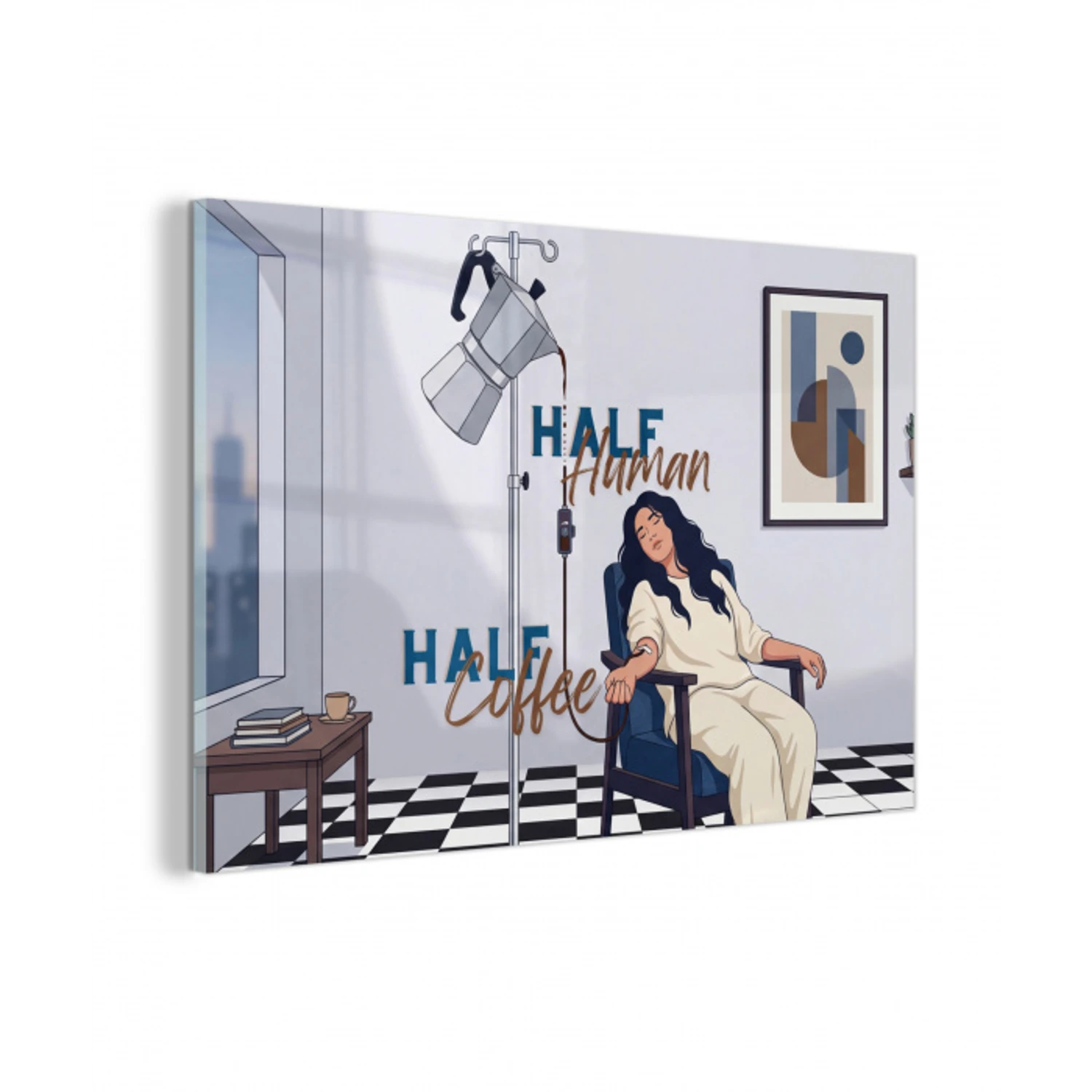 Half human, Half Coffee - Infuus - Koffie plexiglas 5mm klein -z3d