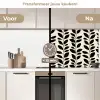 Botanisch - Dessin - Zwart - Beige keuken achterwand 2 middel 871 -voor-na2_NL