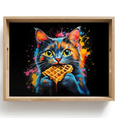 Kat - Graffiti - Kleurrijk - Wafel - Eten Dienblad Rechthoek middel -z3d_shopping