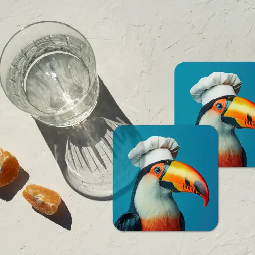 Toekan - Papegaai - Vogel - Koksmuts onderzetter kurk middel -sfeer4