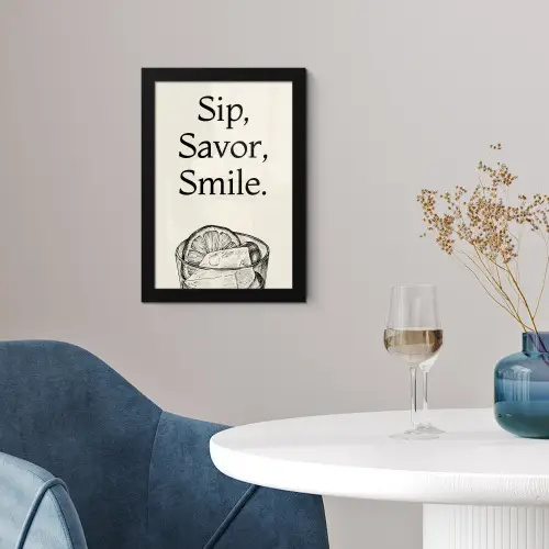 Tekst - Glas - Getekend - Citroen fotolijst zwart zonder passe partout klein -sfeer4