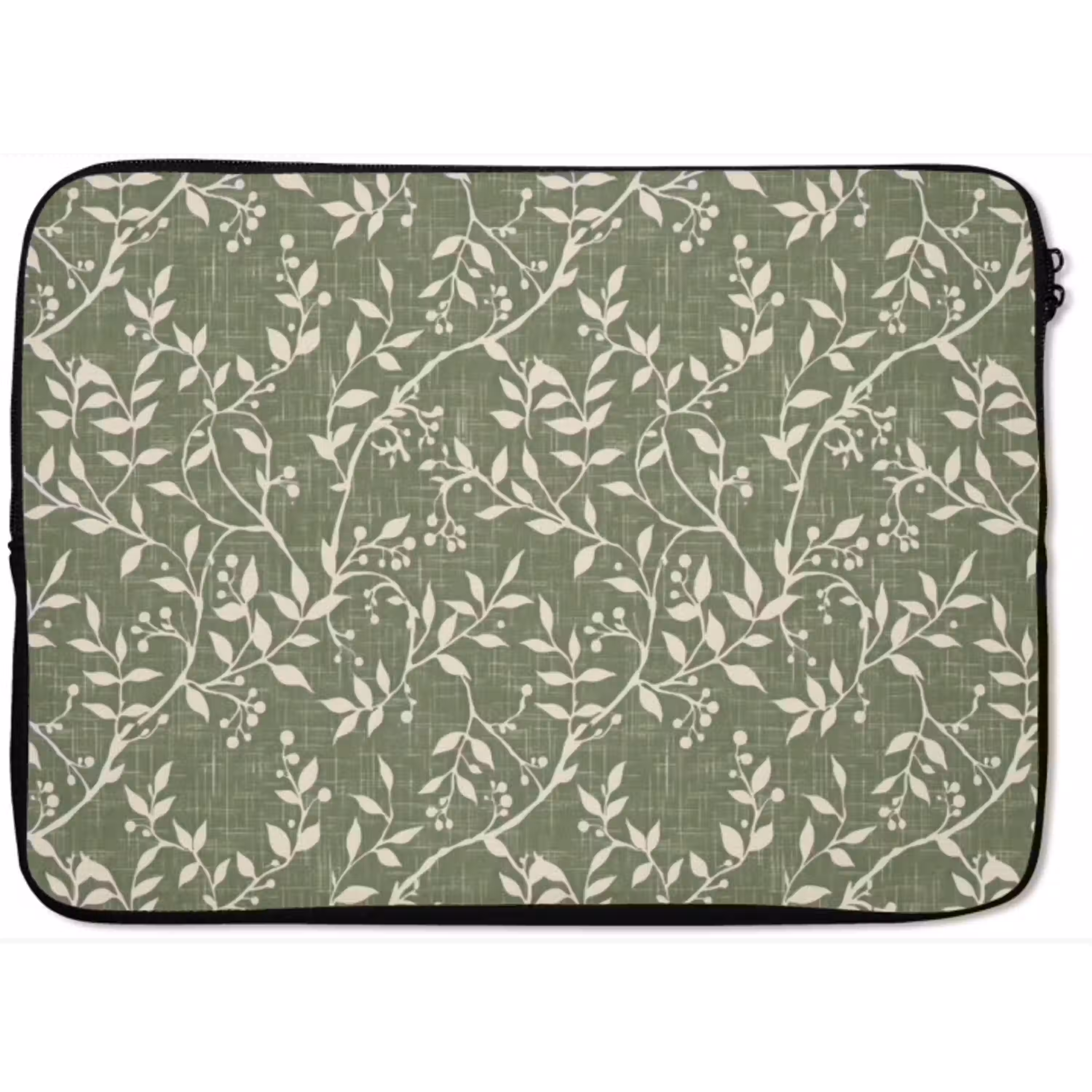 Saliegroen - Botanisch - Takken - Besjes - Linnen - Patroon laptophoes neopreen klein 279 -zkaufland3dotto