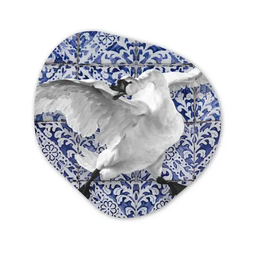 Zwaan - Kunst - Delfts blauw - Schilderij - Oude meesters Wandcirkel Organisch Forex 3mm klein -3d