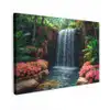 Waterval in Bloeiende Tropische Tuin Tuinposter op houten frame 2 cm dik klein -3d