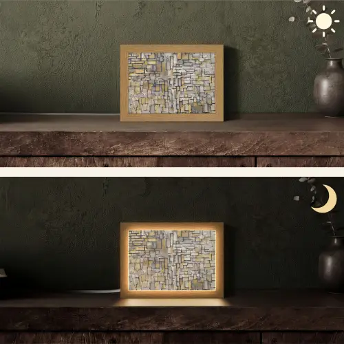 Mondriaan - Kunst - Oude meesters - Tableau I Light Box met kabel (Tafellamp) klein -sfeer3