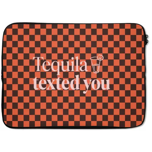Tequila texted you - Glas - Vierkanten - Oranje laptophoes neopreen klein -zkaufland3dotto