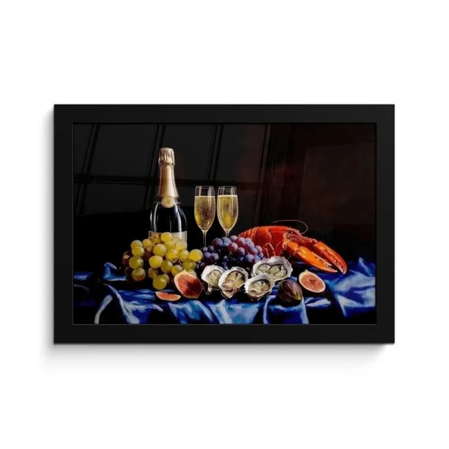 Champagne - Luxe - Oesters fotolijst zwart zonder passe partout klein -3d