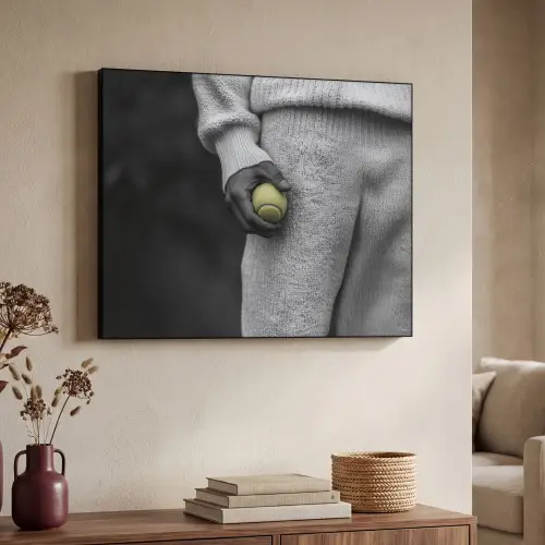 Tennisbal - Zwart - Wit Textielframe zwart klein -sfeer3