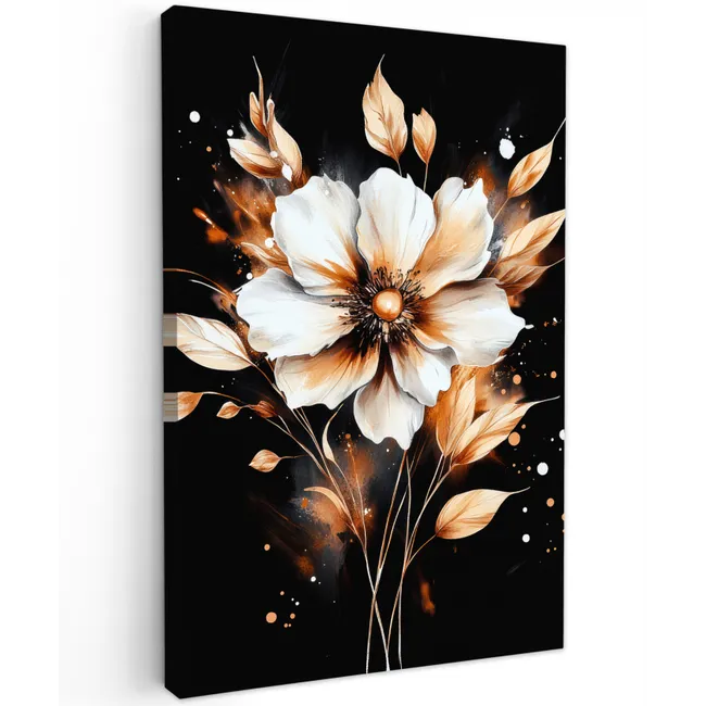 Bloem - Verf - Goud - Graffiti - Modern Tuinposter op houten frame 2 cm dik klein -3d