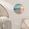 Zonsondergang - Strand - Zee - Zomer - Blauw Wandcirkel kunststof plaat 5mm dik klein -sfeer5