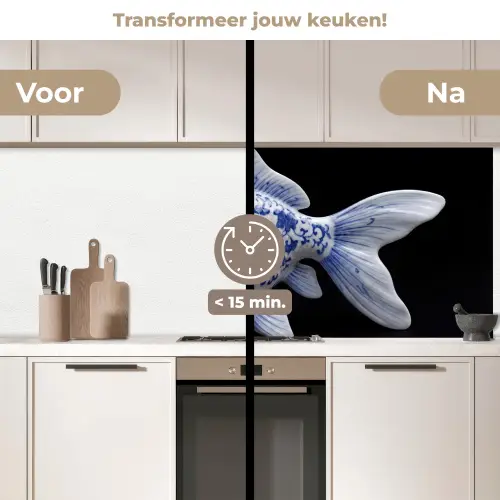 Porselein - Goudvis - Delfts - Blauw keuken achterwand 2 middel -voor-na2_NL