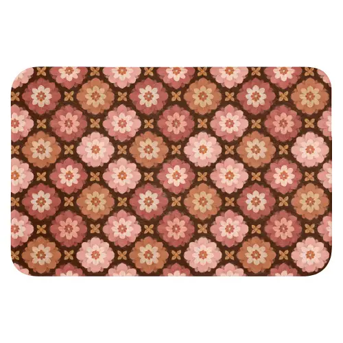 Geometrisch - Bloemen - Kleurrijk WCmat klein 1009 -3d