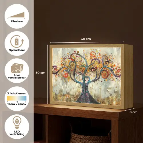 Boom - Kunst - Modern - Natuur Light Box met batterij (Wandlamp) middel -USP_websiteoverzichtNL