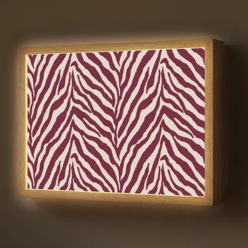 Zebra - Motief - Bordeaux - Rood Light Box met batterij (Wandlamp) middel 907 -z3d_website