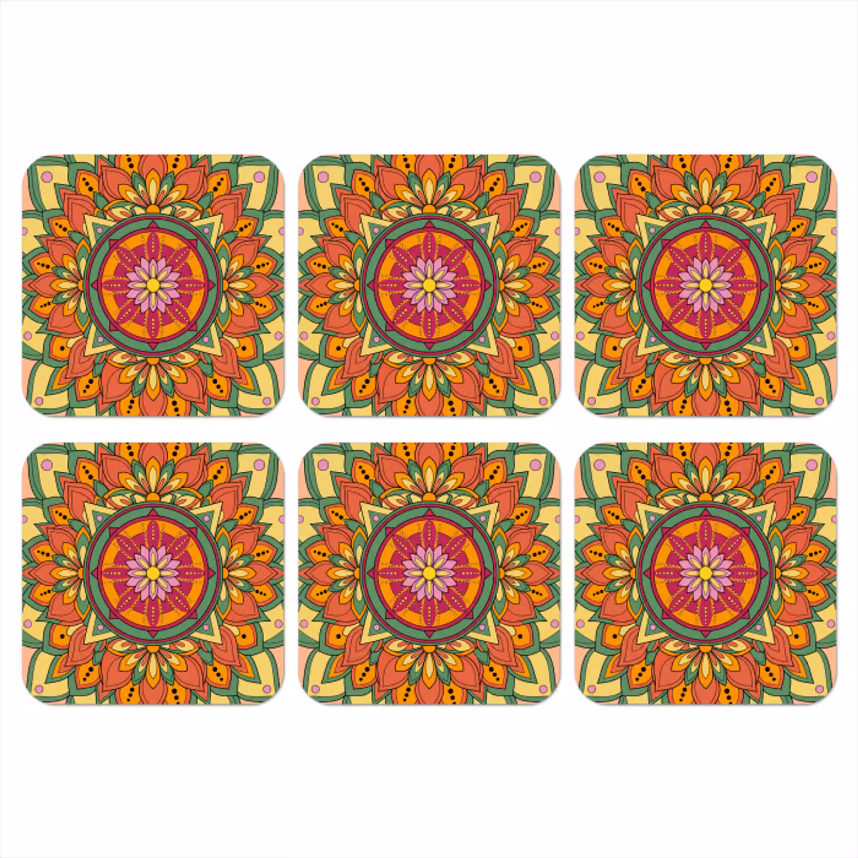 Mandala - Bloemen - Abstract - Kleurrijk onderzetter kurk middel -3d