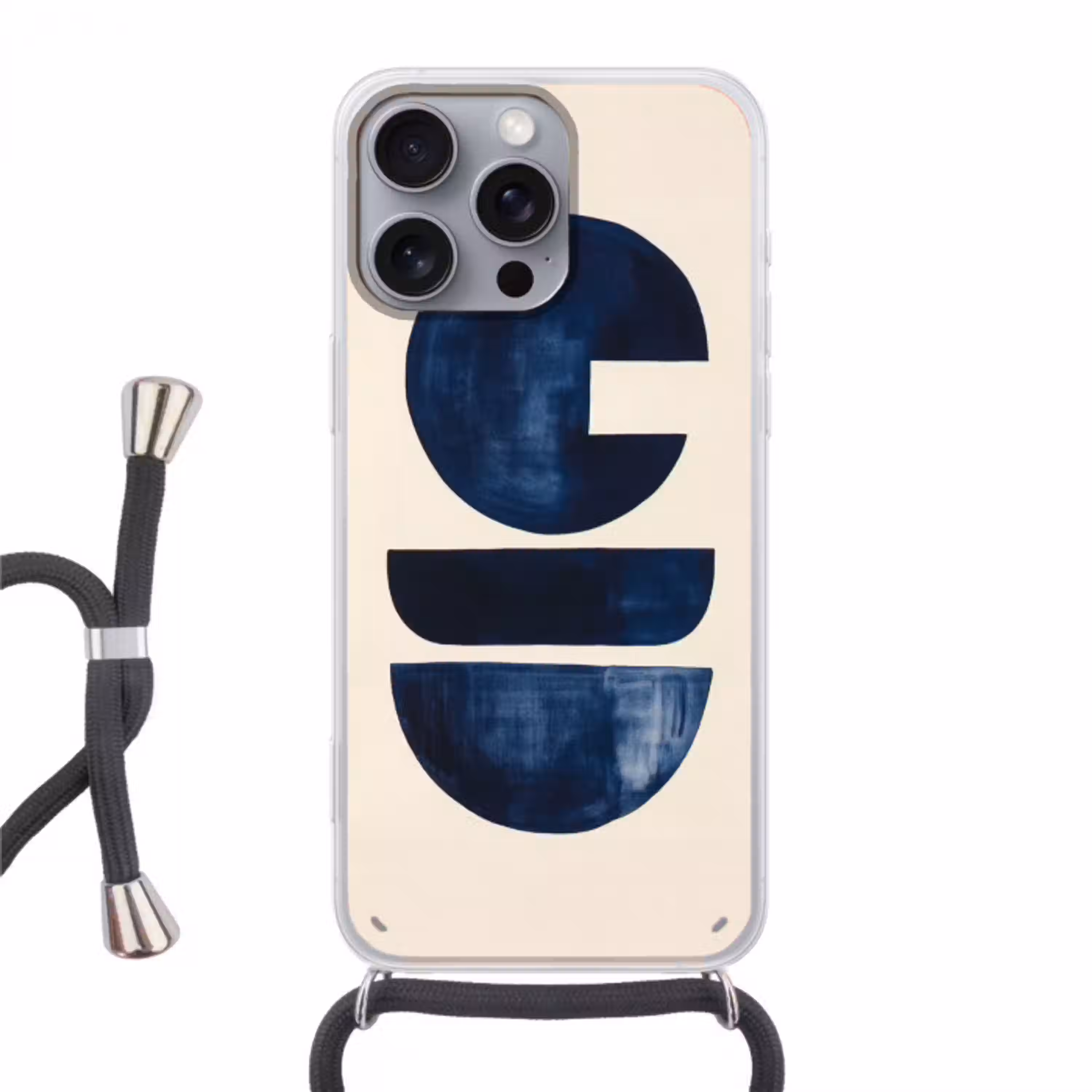 Vormen - Blauw - Abstract Hoesje iPhone 16 Pro Max met koord klein -3d