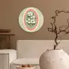 Bloemen - Illustratie - Geruit - Groen Wandcirkel plexiglas klein -sfeer1
